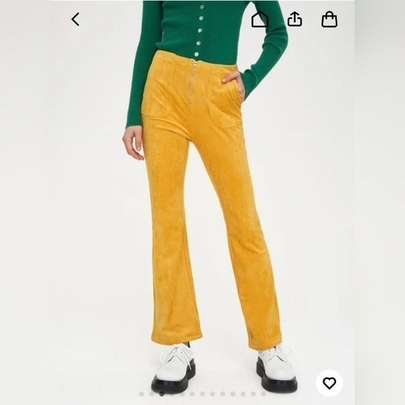 CIDER Pastel  Yellow Plaid Flares SIZE SMALL - Picture 2 of 9